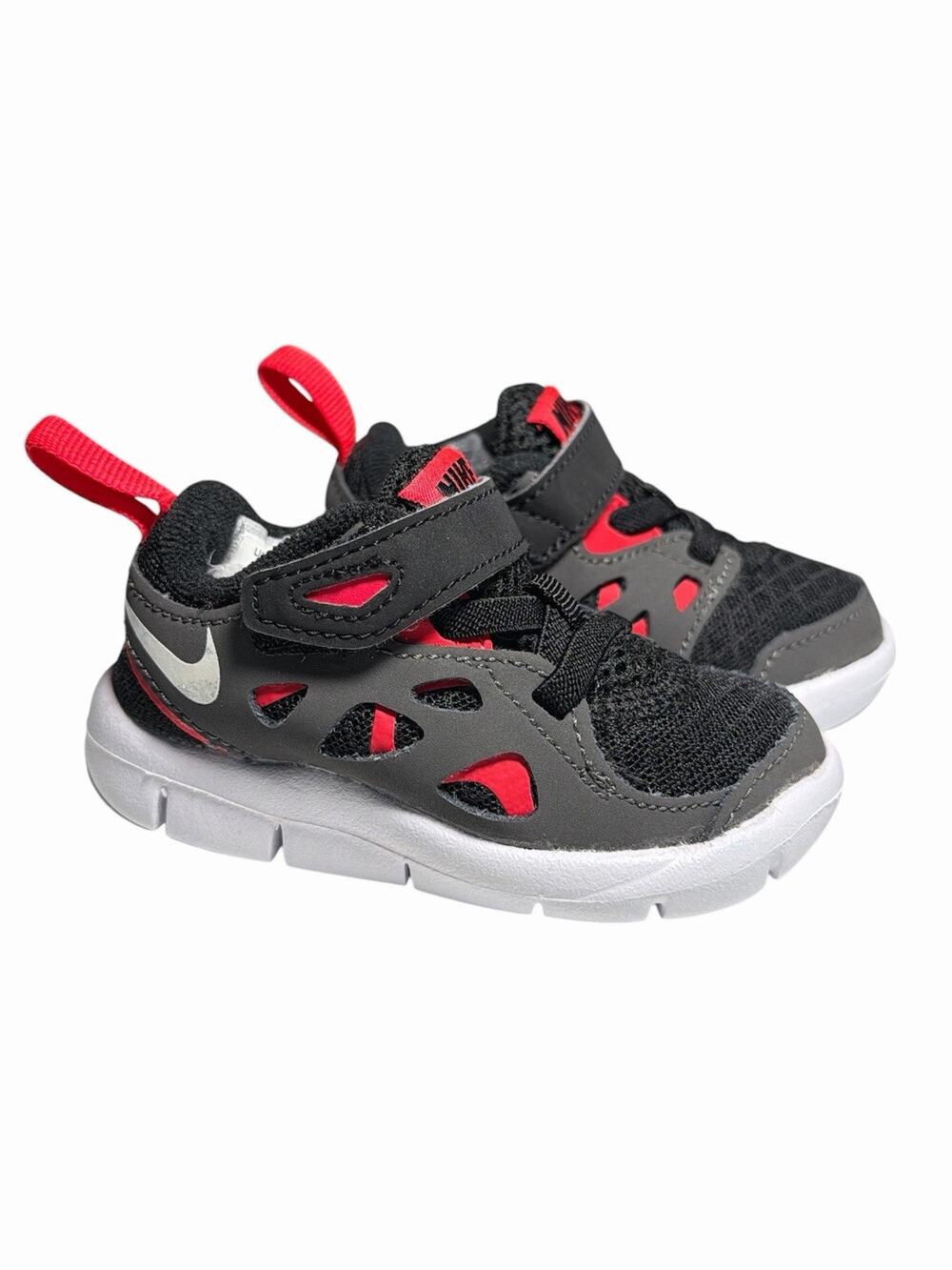 Nike Free Run 2 Size 4C (TDV) Toddler Black Red Athletic Sneakers DA2692-002 New